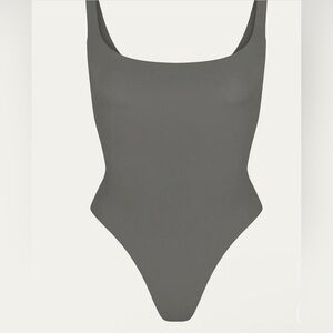 SKIMS Fits Everybody Square Neck Bodysuit in Gunmetal-large